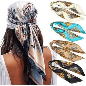 NWT - 4 Pack Satin Head Neck Scarves Wrap 35 inch,